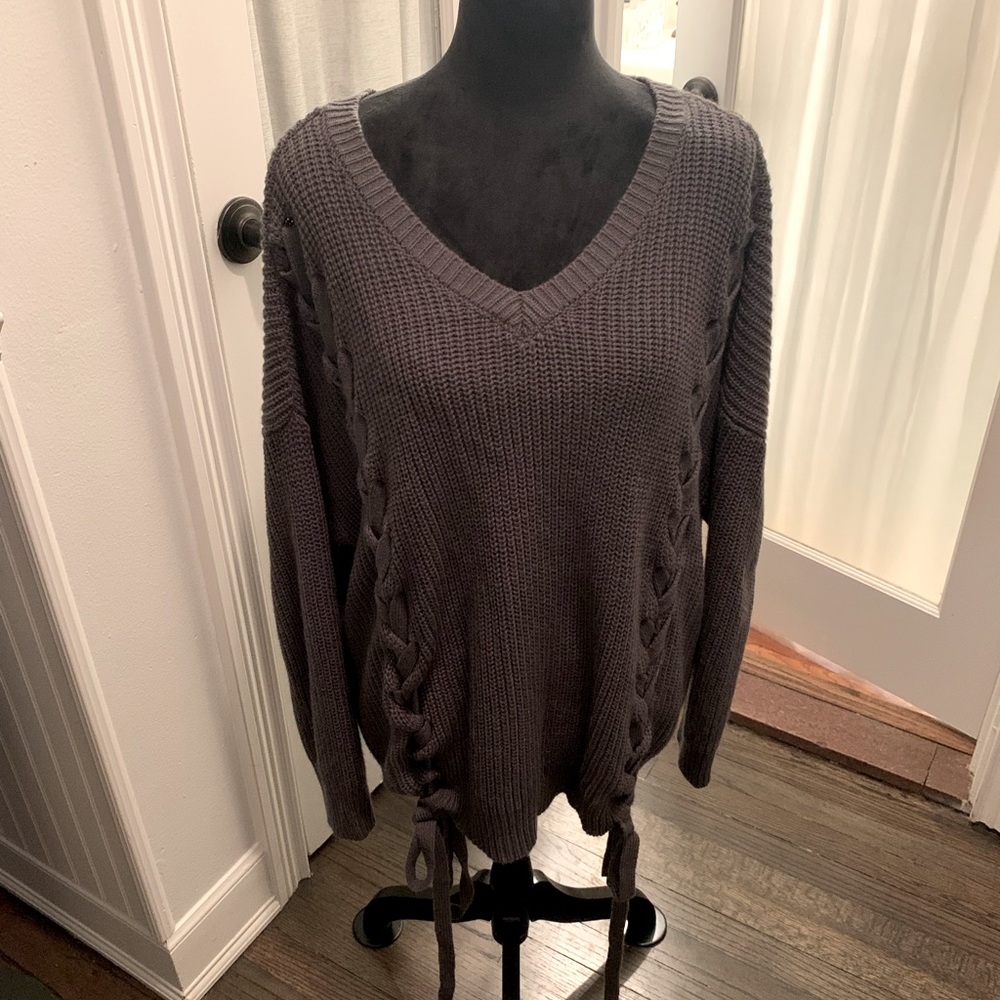 Lane Bryant Sweater V Neck Cable Tie Design, 22/24